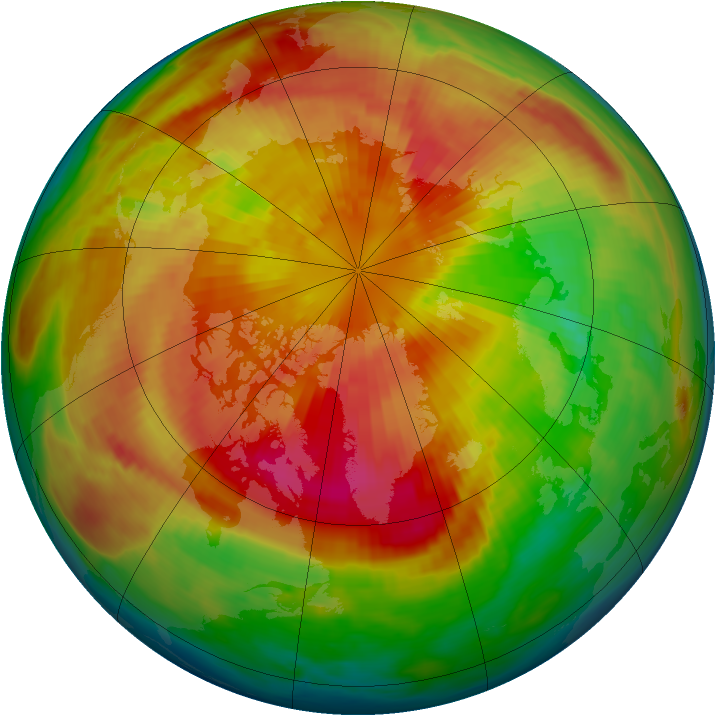 Arctic ozone map for 19 March 1983